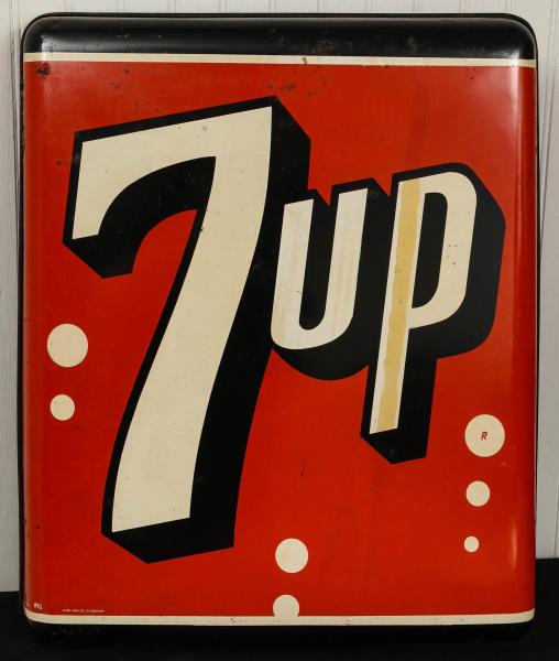 Appraisal: A S TIN ADVERTISING SIGN FOR UPThe domed rectangle with