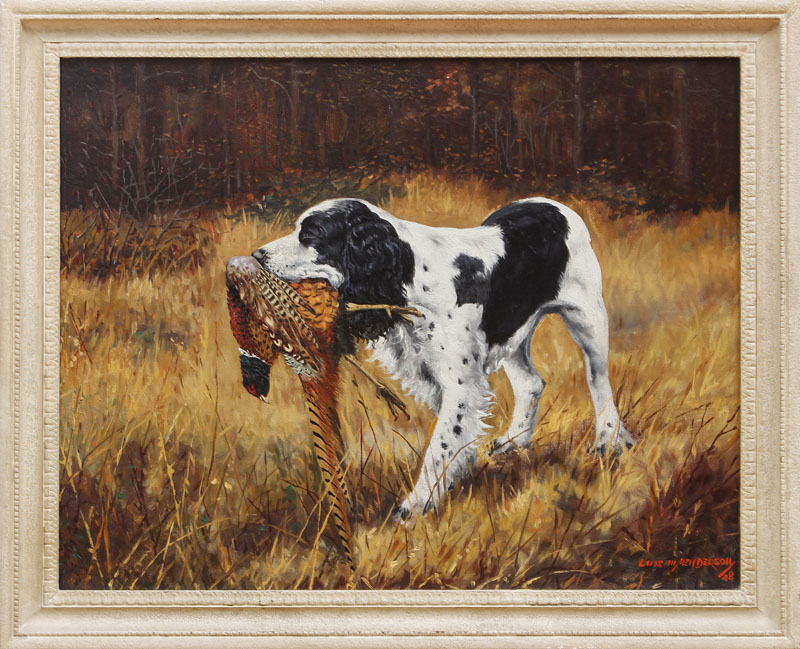 Appraisal: LUIS M HENDERSON SPANIEL WITH PHEASANT Oil on canvas signed