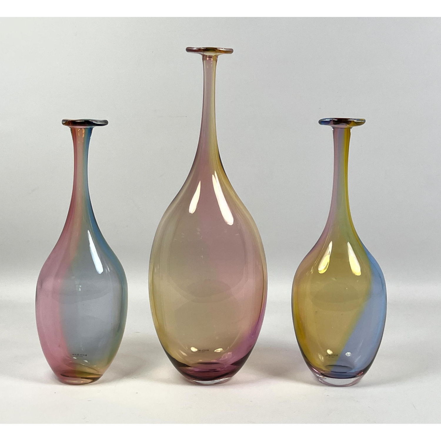 Appraisal: Set Kosta Boda Fidji Art Glass Bottle Vases Kjell Engman