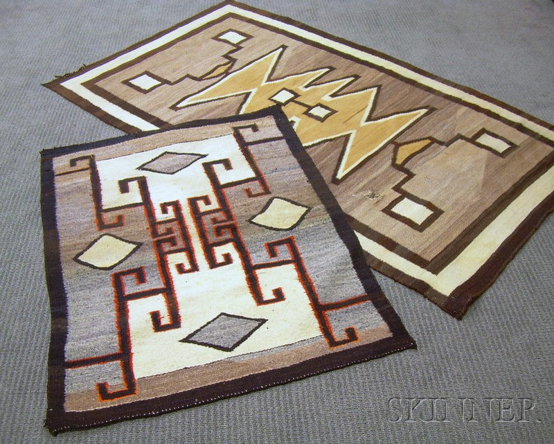 Appraisal: Two Navajo Rugs one brown gray red and white with