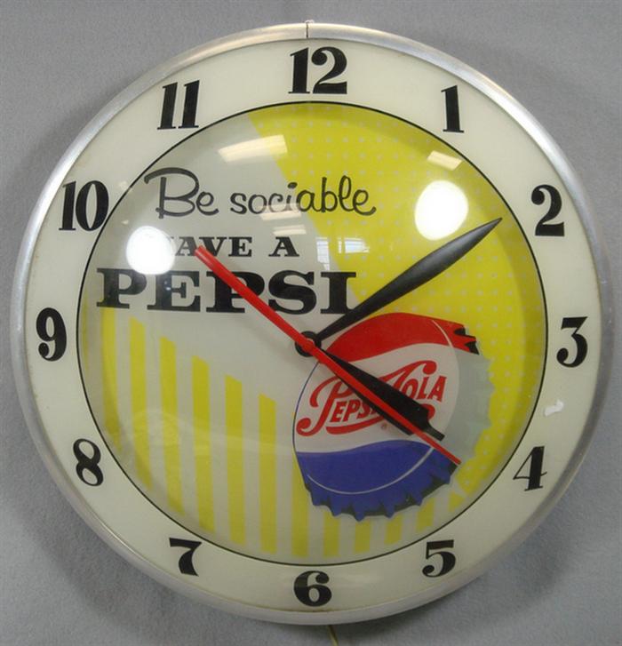 Appraisal: Electric Be Sociable Have a Pepsi Pepsi Cola advertising clock