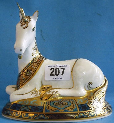 Appraisal: Royal Crown Derby Paperweight Unicorn boxed with certificate