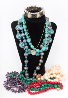 Appraisal: Malachite beaded necklace mm in L Double strand angel skin