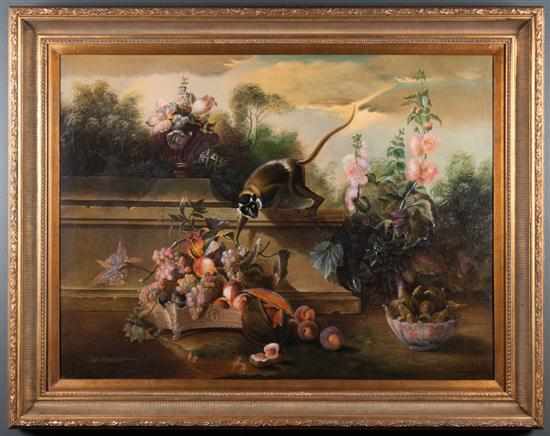 Appraisal: W Boucher th century Still Life on Ledge with Fruit