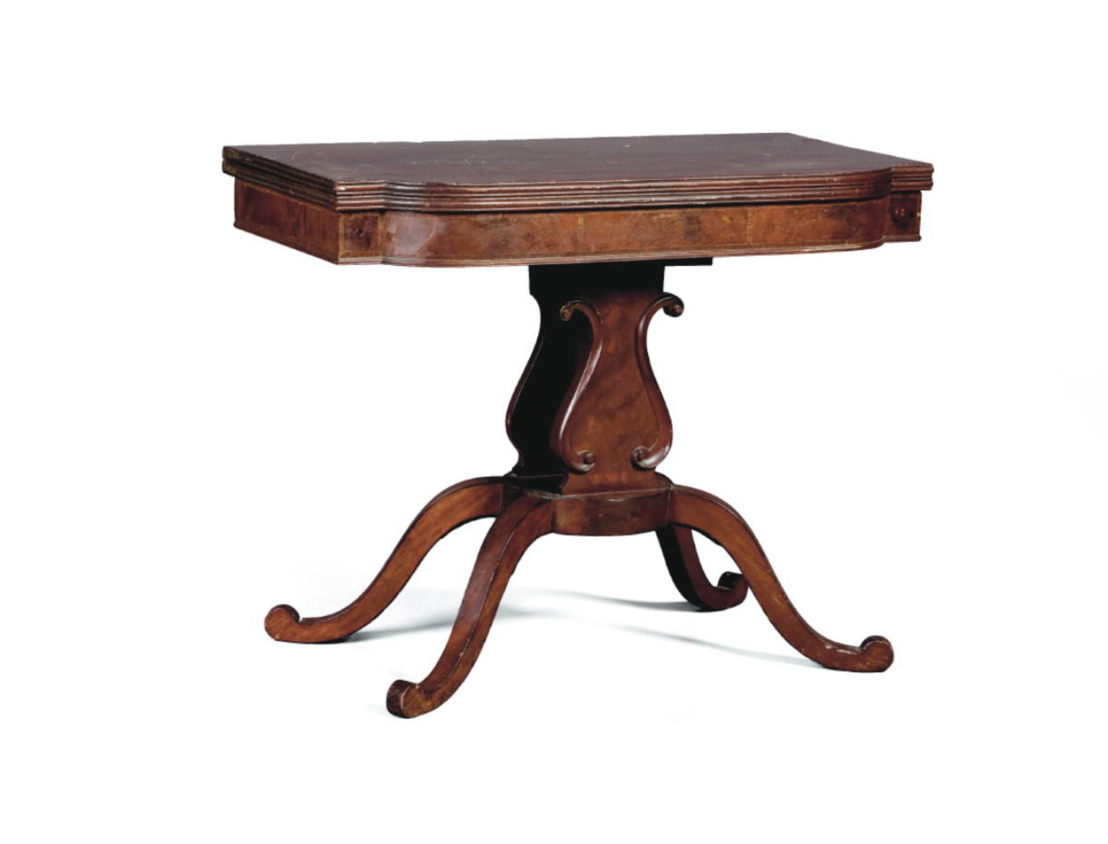 Appraisal: BOSTON MASSACHUSETTS CLASSICAL MAHOGANY CARD TABLE DATED The rectangular hinged