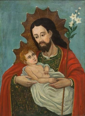 Appraisal: Framed oil on canvas painting Saint Joseph with Christ Child