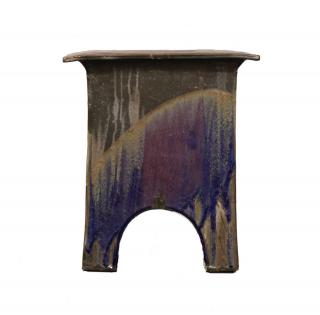 Appraisal: Eric O'Leary American thc Glazed Ceramic Stand Blue and gray