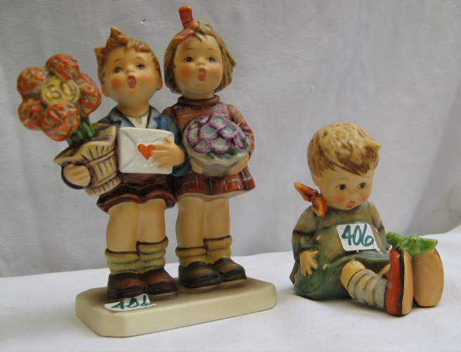 Appraisal: TWO GERMAN HUMMEL FIGURES Jubilee HUM year anniversary TM- -