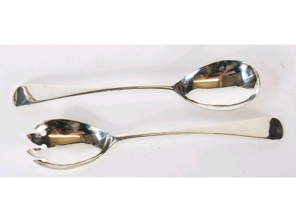 Appraisal: MATCHED PAIR OF GEORGIAN SILVER SALAD SERVERS London and EST