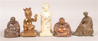 Appraisal: Five Various Figural Still Banks White Metal Tallest - 'h