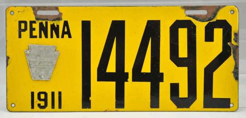 Appraisal: Lot of Pennsylvania Auto License Plates Porcelain One plate has