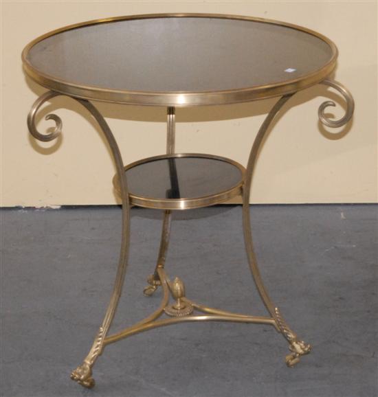 Appraisal: MARBLE TOP GUERIDON Neo-classical style bronze and green marble H