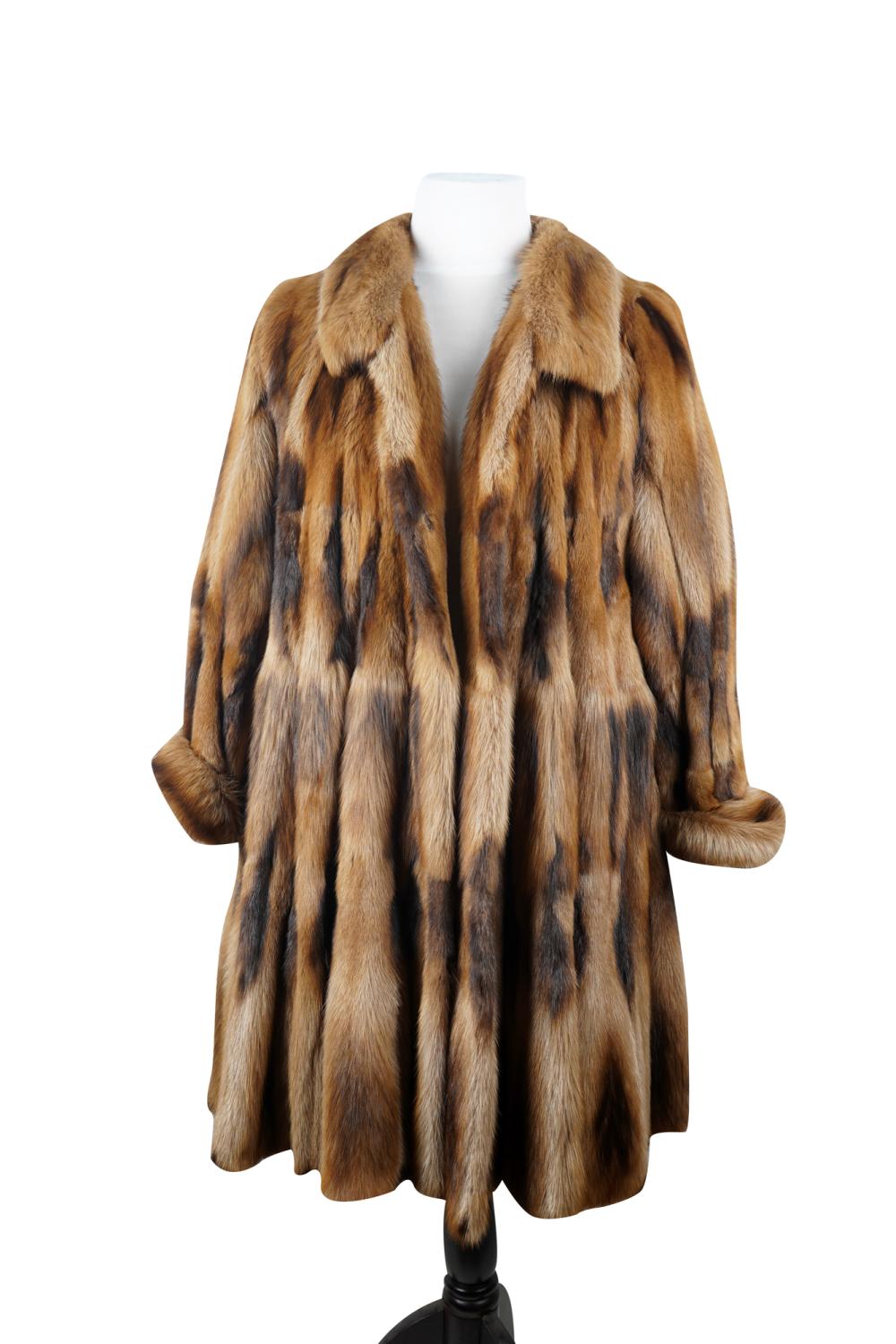 Appraisal: BROWN MULTI-COLOR FUR COATCondition good inches long Condition