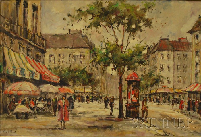 Appraisal: Andr Picot French - Montmartre Street Scene Signed l l