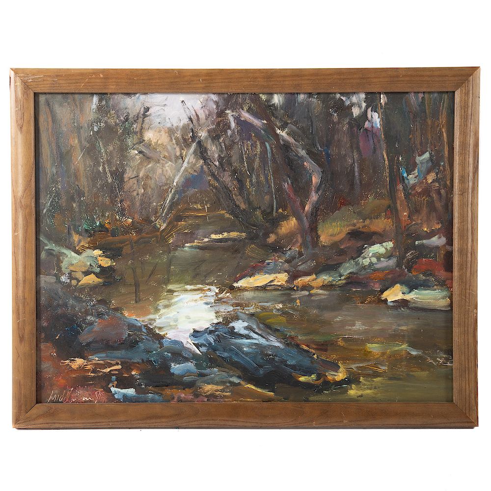 Appraisal: Raoul Middleman Landscape with Stream American b Oil on board