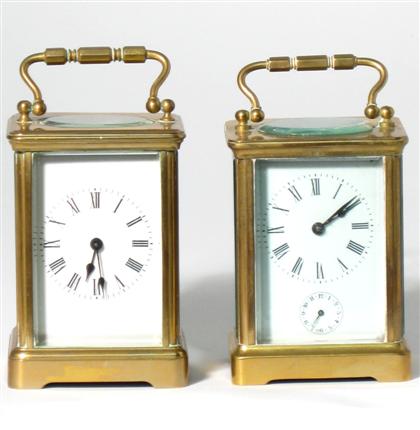 Appraisal: French brass and glass carriage clocks th th century Typical