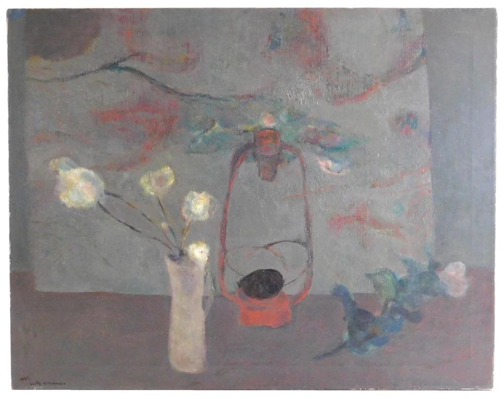 Appraisal: Toshiharu Kitagawa American Japanese - Grey Still Life oil on