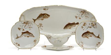 Appraisal: Limoges Porcelain Fish Service Estimate -