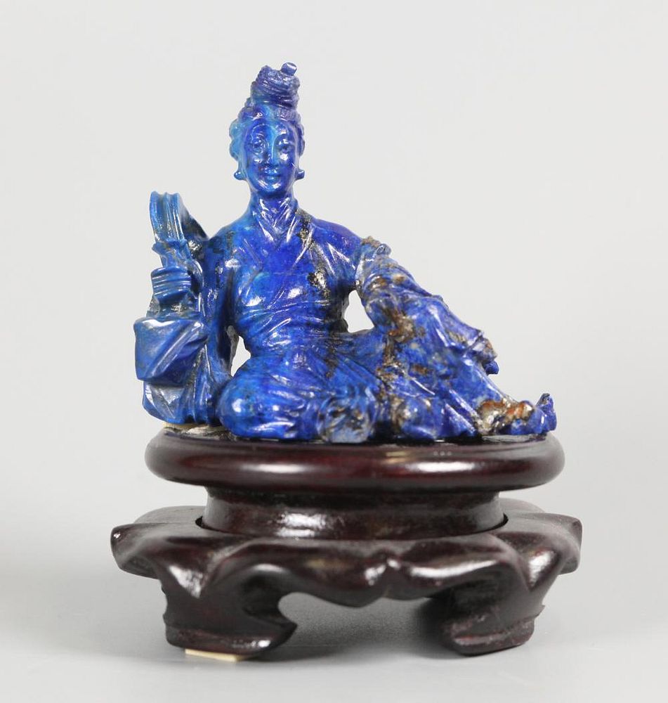 Appraisal: Chinese lapis carving of a female immortal carving only without