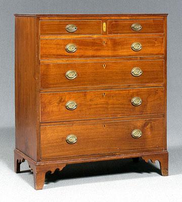 Appraisal: Rare Georgia inlaid chest of drawers walnut with yellow pine