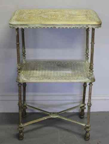 Appraisal: Brass Bronze Two Tier Music Room Stand The top is