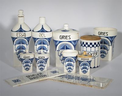 Appraisal: A collection of Secessionist storage jars and kitchen ware probably