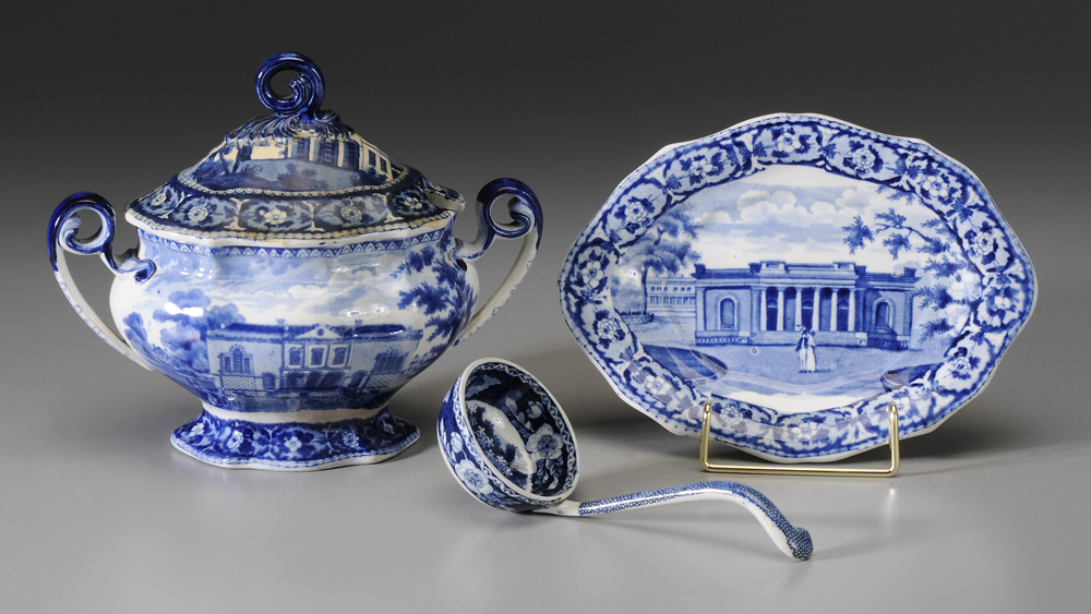 Appraisal: Historic Staffordshire Charleston Tureen British early th century blue transferware