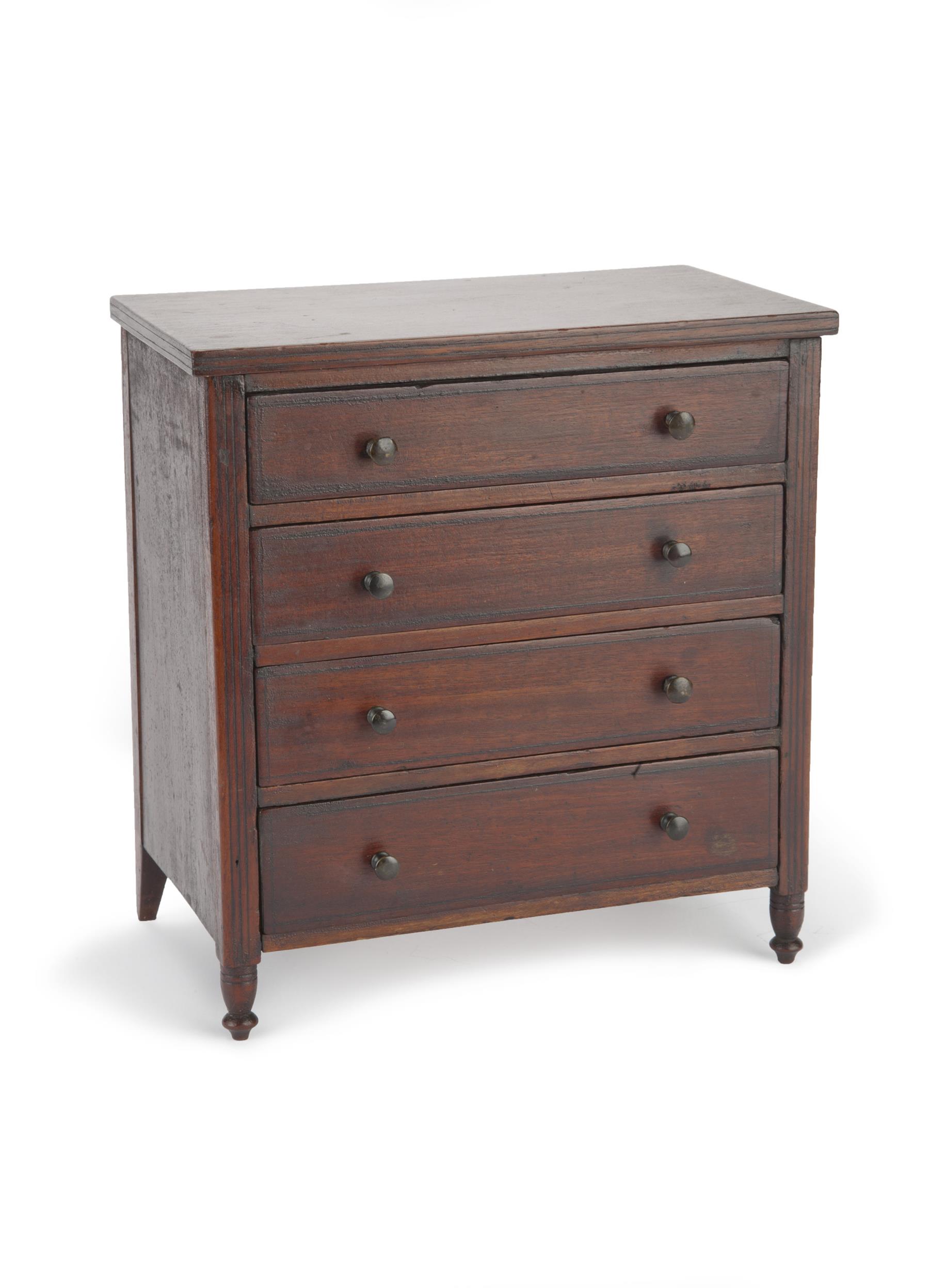 Appraisal: AMERICAN MINIATURE CHEST OF DRAWERS Second half- th century mahogany