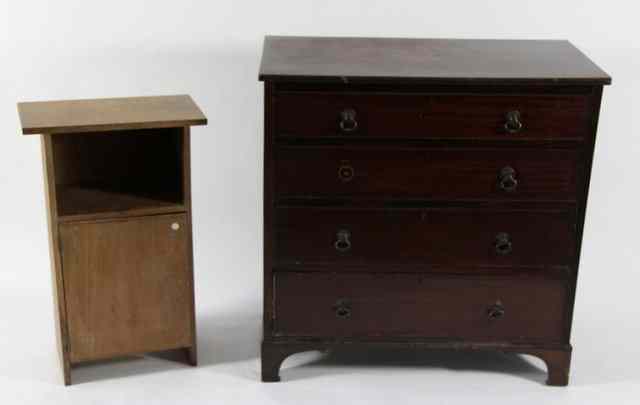 Appraisal: A mahogany chest of four long drawers on bracket feet