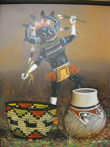 Appraisal: Guy Nez Jr Oil on Board Navajo still life with