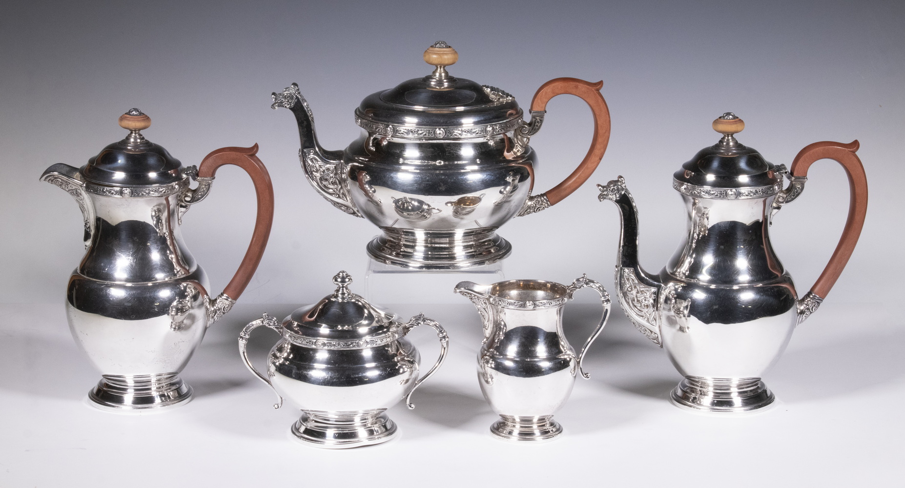 Appraisal: ENGLISH STERLING TEA COFFEE SERVICE Piece Sterling Silver Beverage Set