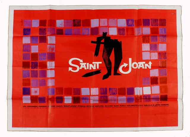 Appraisal: SAINT JOAN United Artists directed by Otto Preminiger British quad