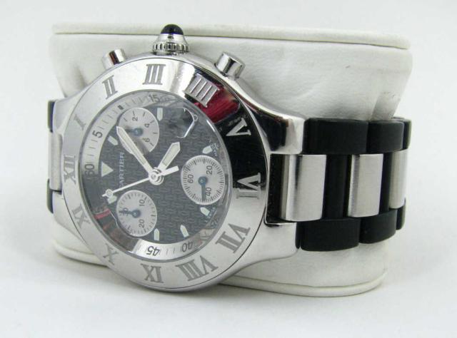 Appraisal: Gentleman's Cartier watch Model stainless with rubber and stainless link