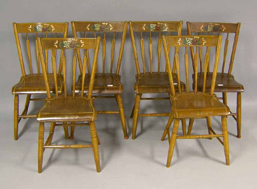 Appraisal: Set of painted plank bottom chairs ca