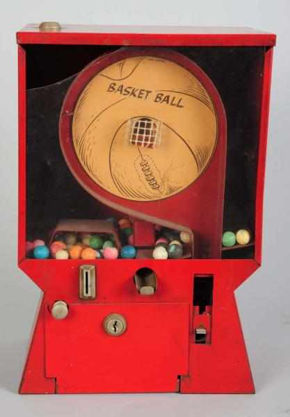 Appraisal: Basketball Coin-Op Skill Machine with Gum Vendor Circa s Working