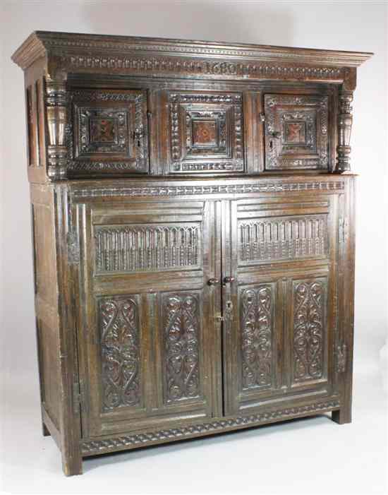 Appraisal: A th century Dutch Carolean carved and inlaid oak court