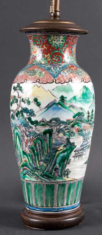 Appraisal: Chinese Export Famille Verte vase mounted as a lamp second