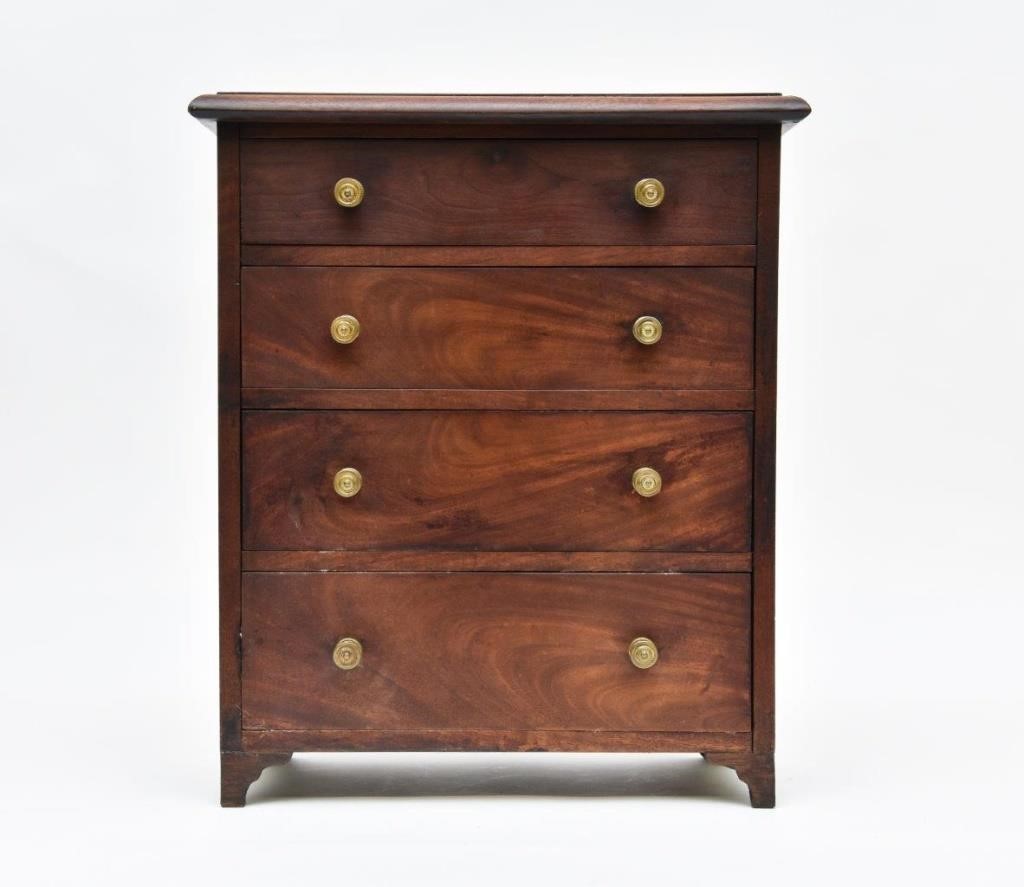 Appraisal: English miniature mahogany chest of drawers early th c h