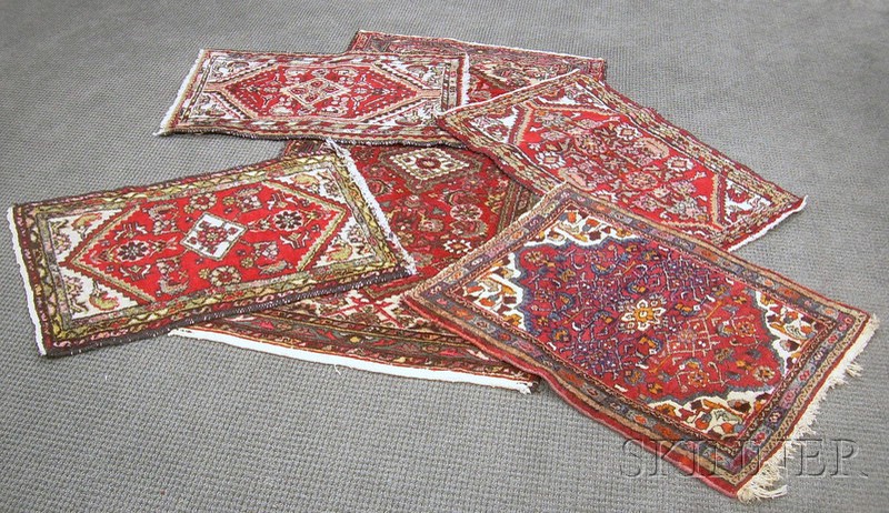 Appraisal: Five Hamadan Mats Northwest Persia th century one ft x