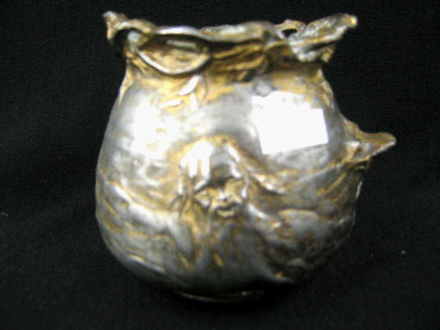 Appraisal: Art Nouveau Pewter Vase aquatic scenes with maidens and god