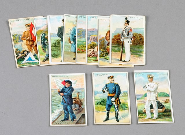 Appraisal: Set of cigar cards showing various military uniforms printed by