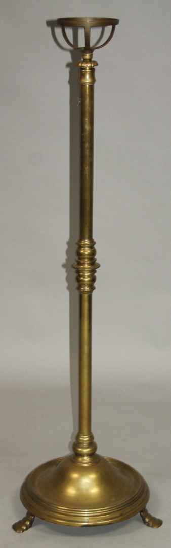 Appraisal: An early thC brass lamp column the pierced dish holder