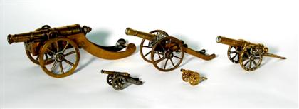 Appraisal: Five assorted size miniature field cannons th th century L