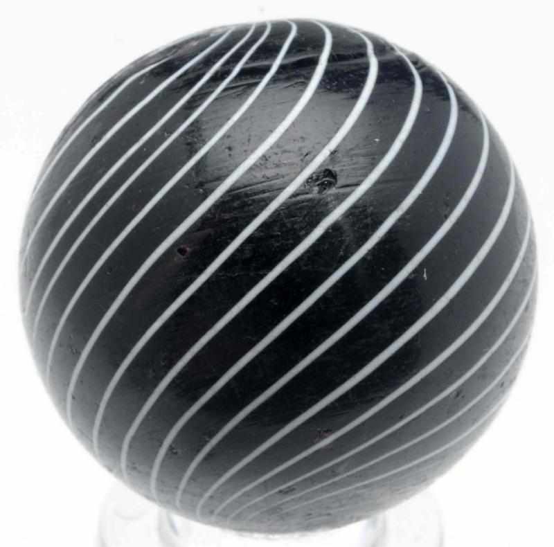 Appraisal: Large Black Clambroth Marble Black base with white lines nice