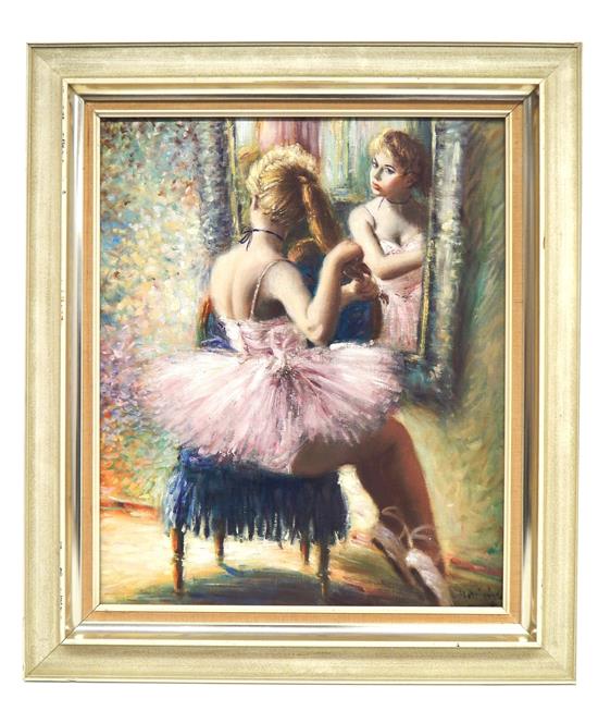 Appraisal: th C oil on canvas portrait depicting a blond ballerina