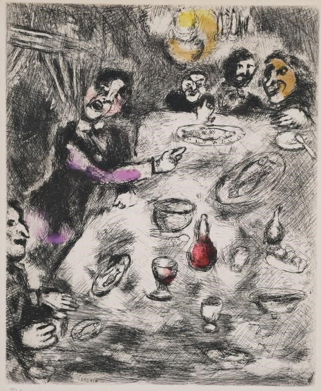 Appraisal: MARC CHAGALL HAND COLORED ETCHING FABLESHand colored etching by Marc