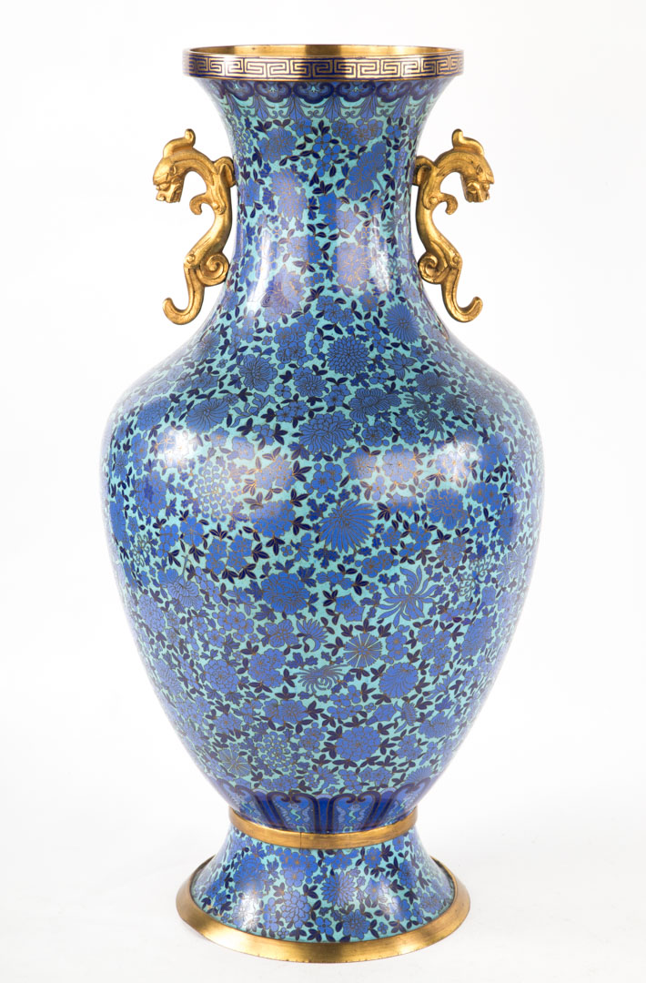 Appraisal: Chinese cloisonne enamel vase late th early th century gilt-metal