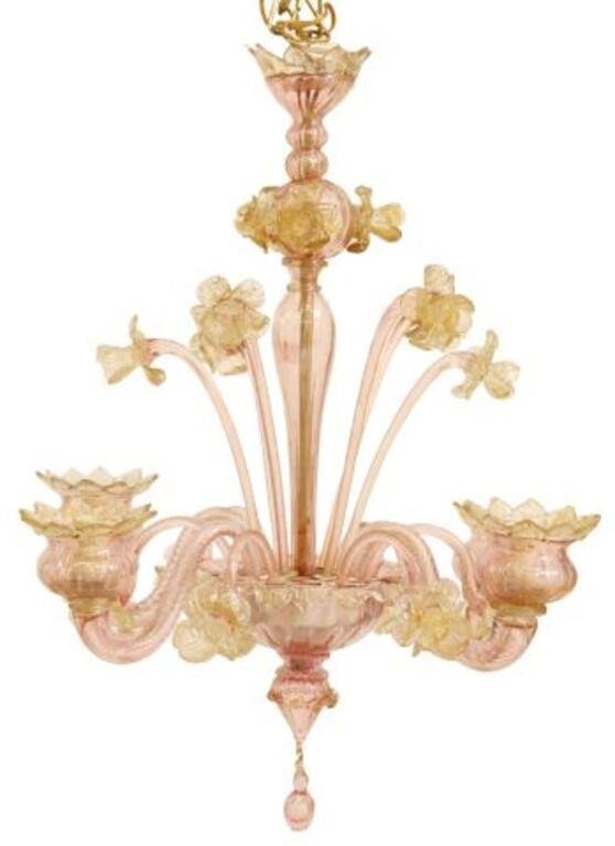 Appraisal: Italian Murano art glass four-light chandelier mid th c having