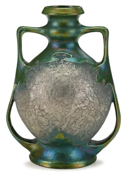 Appraisal: Continental iridescent and silver glaze pottery vaseearly th century probably