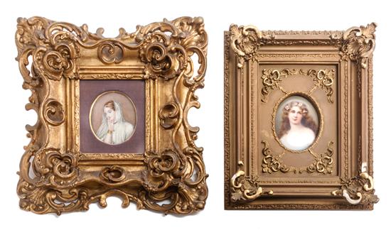 Appraisal: Sale Lot A Continental Porcelain Plaque together with a portrait